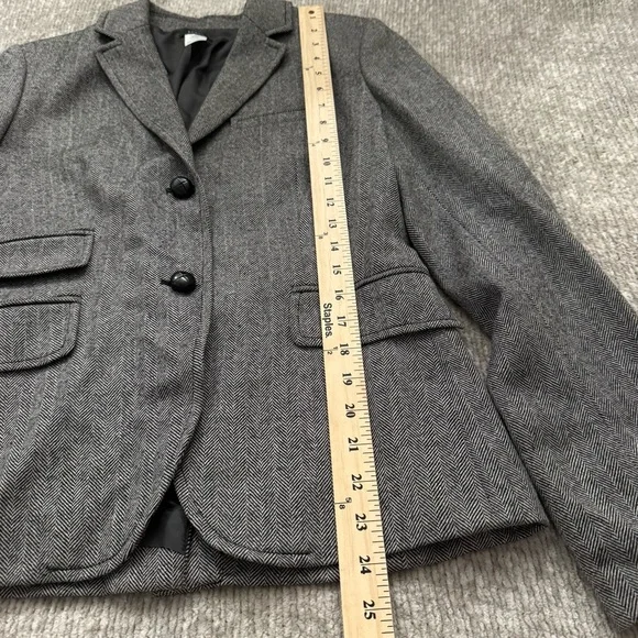 J.Crew Women’s Wool Herringbone Blazer Gray Size 8 Classic Work Jacket - Picture 7 of 8